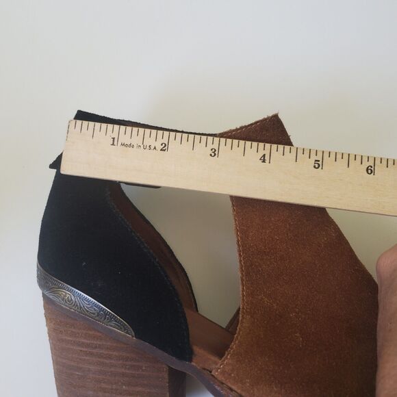 Jeffrey Campbell Woodruff Cutout Booties Brown Black Colorblock Suede Western - Picture 11 of 16